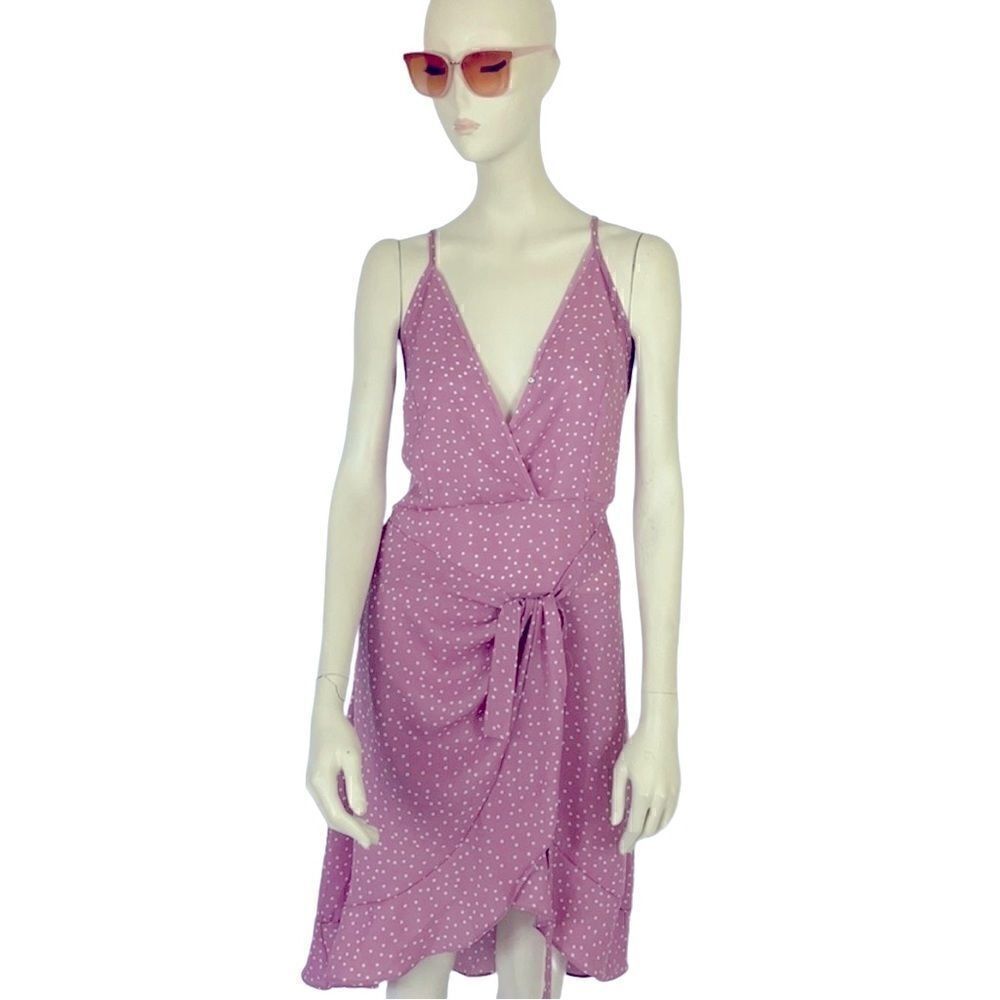 PINK slit dress white Polkadots light weight